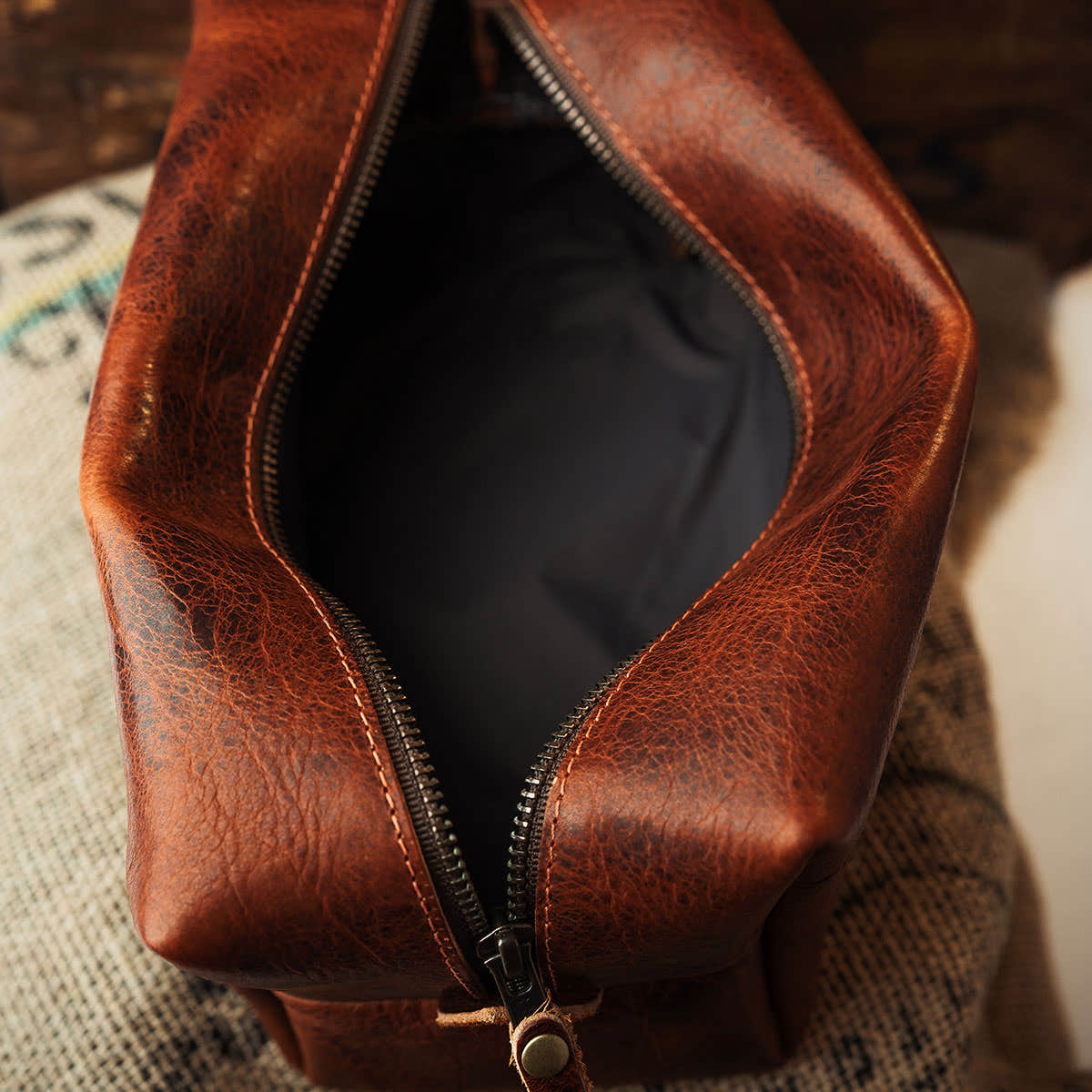 Bison Leather Dopp Bag - Image 5