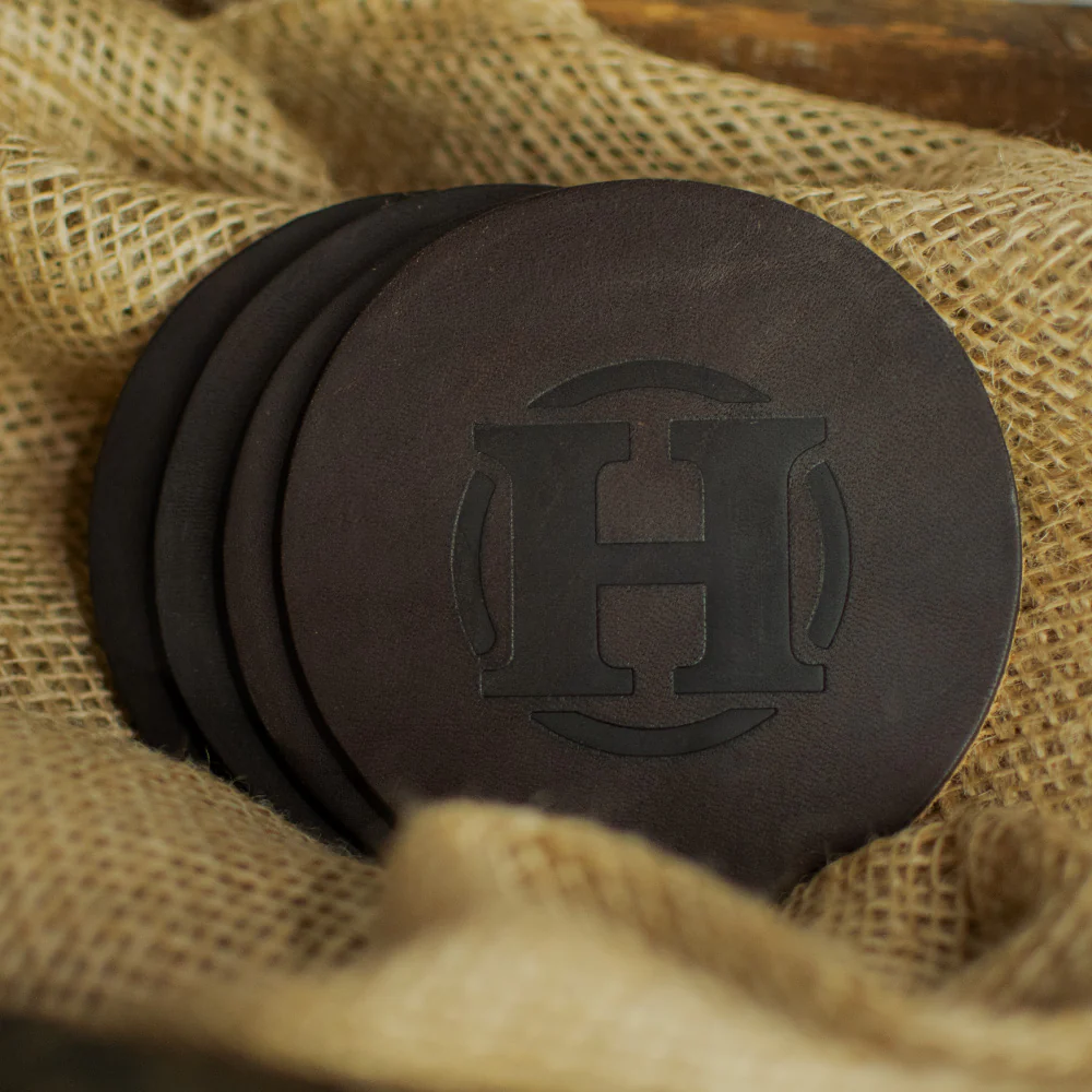Round Leather Coasters - Set of 4 - Image 5